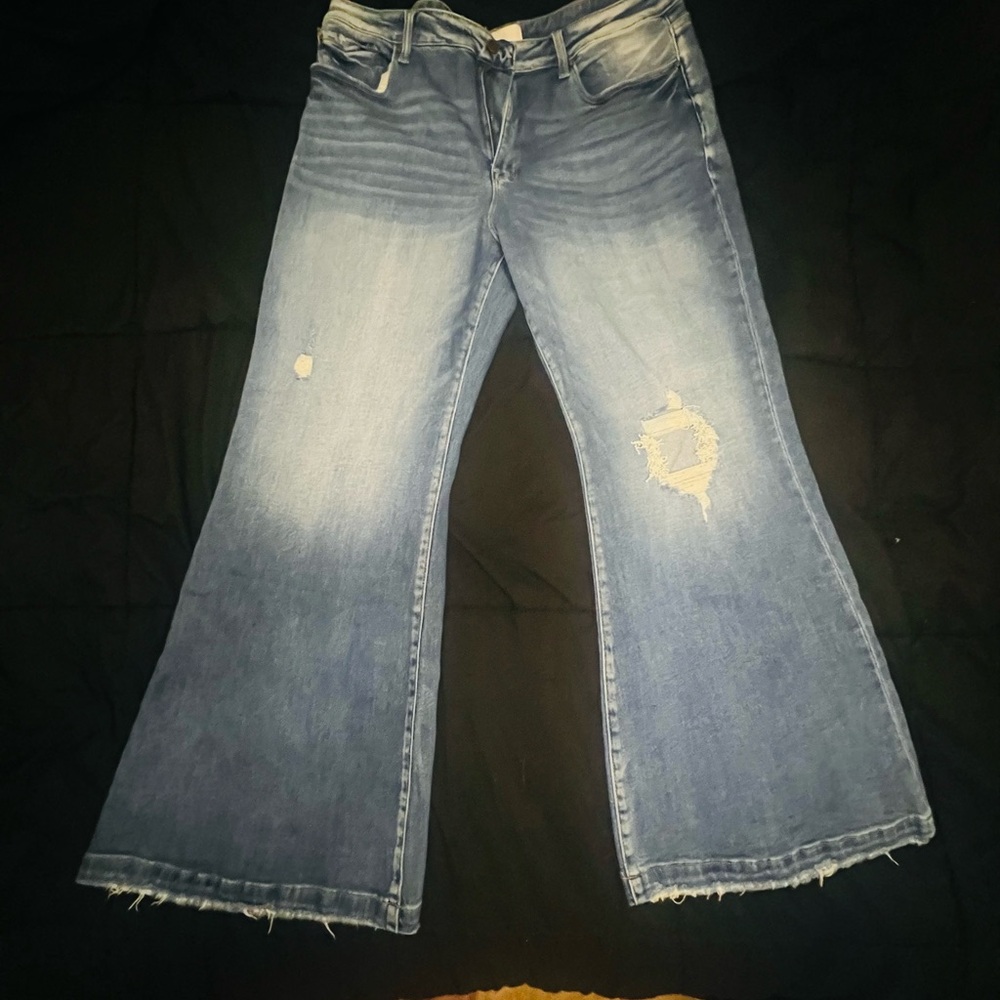 Petra High Waist 70s Style Plus Size Flare Jeans